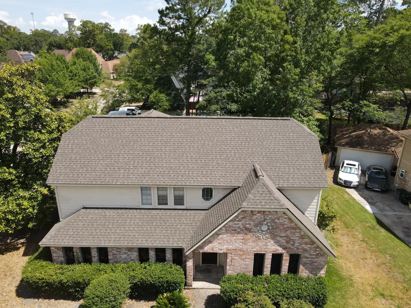 Aerial roof inspection — Houston project